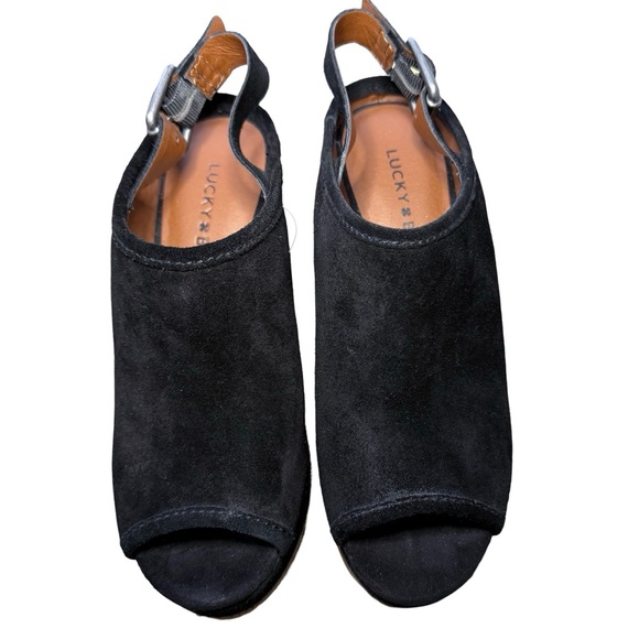Lucky Brand Black Peep-Toe "Jemadine" Suede Wedge
Women’s 6 M - Picture 2 of 8